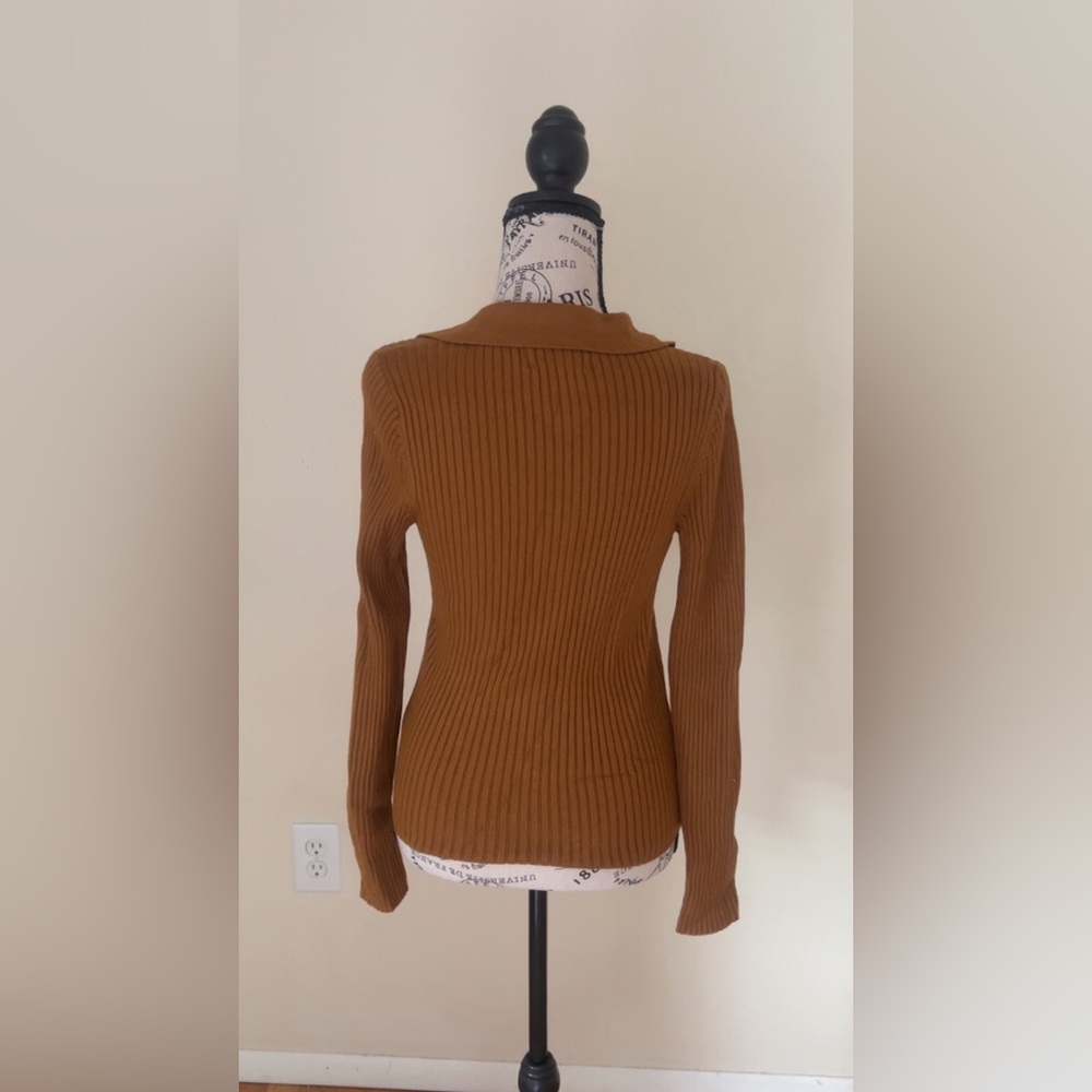 Old Navy Brown Ribbed V-Neck Sweater Womens Size XS adorable romper - Picture 3 of 5